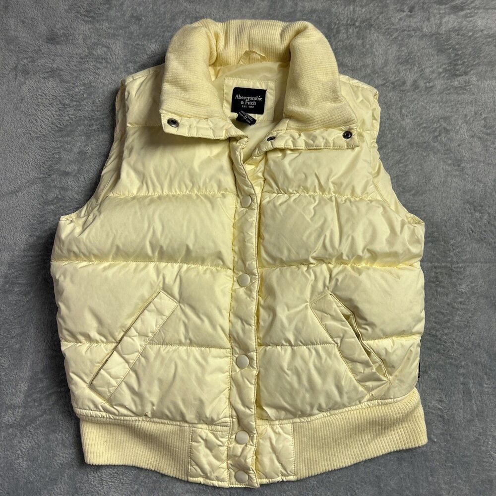 Abercrombie & Fitch Womens Yellow Puffer Jacket Sz. M Down Filled